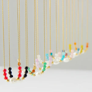 Colorful Natural Stone Beads Pearl Necklace for Women