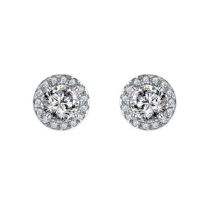 925 Silver Diamond Stud Earrings Sparkling Fine Jewelry