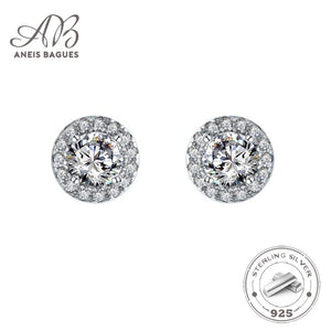 925 Silver Diamond Stud Earrings Sparkling Fine Jewelry