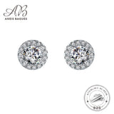 925 Silver Diamond Stud Earrings Sparkling Fine Jewelry