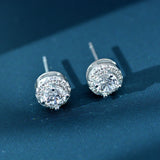 925 Silver Diamond Stud Earrings Sparkling Fine Jewelry