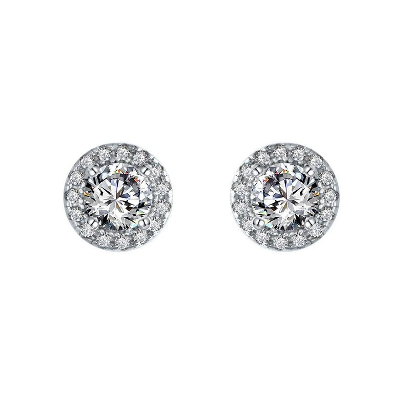 925 Silver Diamond Stud Earrings Sparkling Fine Jewelry