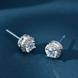 925 Silver Diamond Stud Earrings Sparkling Fine Jewelry