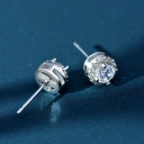 925 Silver Diamond Stud Earrings Sparkling Fine Jewelry