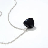Natural Agate Stone 925 Silver Heart Pendant Necklace