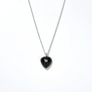 Natural Agate Stone 925 Silver Heart Pendant Necklace