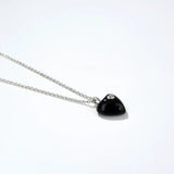 Natural Agate Stone 925 Silver Heart Pendant Necklace