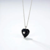 Natural Agate Stone 925 Silver Heart Pendant Necklace
