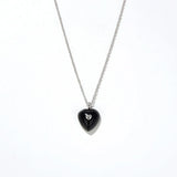 Natural Agate Stone 925 Silver Heart Pendant Necklace