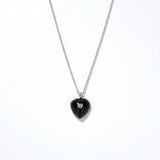 Natural Agate Stone 925 Silver Heart Pendant Necklace