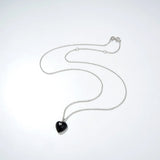Natural Agate Stone 925 Silver Heart Pendant Necklace