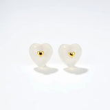 Heart-shaped Agate 925 Silver Stud Earrings for Women