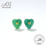 Heart-shaped Agate 925 Silver Stud Earrings for Women