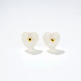 Heart-shaped Agate 925 Silver Stud Earrings for Women