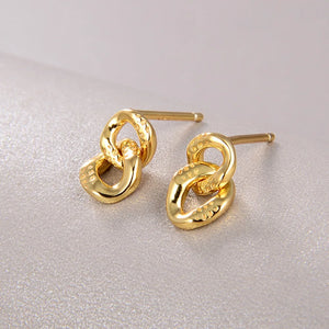 925 Silver 18K Double Ring Stud Earrings For Women