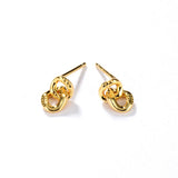 925 Silver 18K Double Ring Stud Earrings For Women