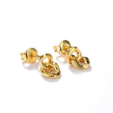 925 Silver 18K Double Ring Stud Earrings For Women
