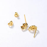 925 Silver 18K Double Ring Stud Earrings For Women