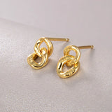 925 Silver 18K Double Ring Stud Earrings For Women