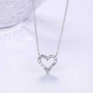 925 Silver Heart-shaped Zircon Pendant Necklace Fine Jewelry