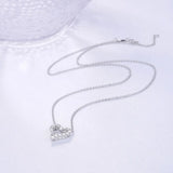 925 Silver Heart-shaped Zircon Pendant Necklace Fine Jewelry