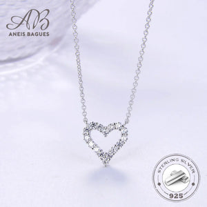 925 Silver Heart-shaped Zircon Pendant Necklace Fine Jewelry