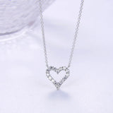 925 Silver Heart-shaped Zircon Pendant Necklace Fine Jewelry