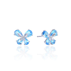 925 Silver Created Sapphire Butterfly Stud Earrings Gift