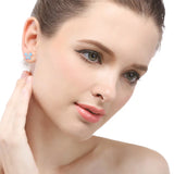 925 Silver Created Sapphire Butterfly Stud Earrings Gift
