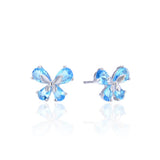 925 Silver Created Sapphire Butterfly Stud Earrings Gift