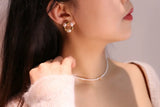 925 Silver Natural Baroque Pearl Stud Earrings Women Vintage Jewelry