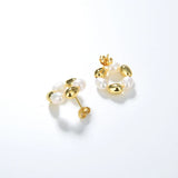 925 Silver Natural Baroque Pearl Stud Earrings Women Vintage Jewelry