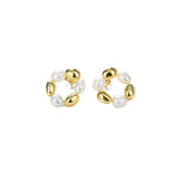 925 Silver Natural Baroque Pearl Stud Earrings Women Vintage Jewelry