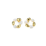 925 Silver Natural Baroque Pearl Stud Earrings Women Vintage Jewelry