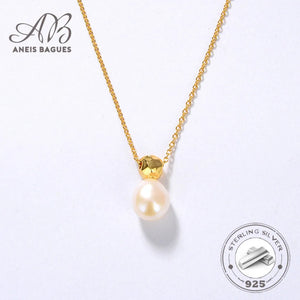 Baroque Pearl Pendant Necklace - 925 Sterling Silver Plated