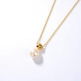 Baroque Pearl Pendant Necklace - 925 Sterling Silver Plated