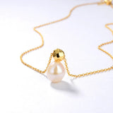 Baroque Pearl Pendant Necklace - 925 Sterling Silver Plated