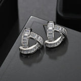 Sterling Silver Crystal Stud Earrings Women Gemstones Jewelry