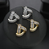 Sterling Silver Crystal Stud Earrings Women Gemstones Jewelry