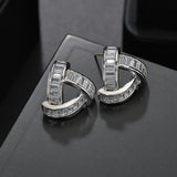 Sterling Silver Crystal Stud Earrings Women Gemstones Jewelry