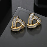 Sterling Silver Crystal Stud Earrings Women Gemstones Jewelry