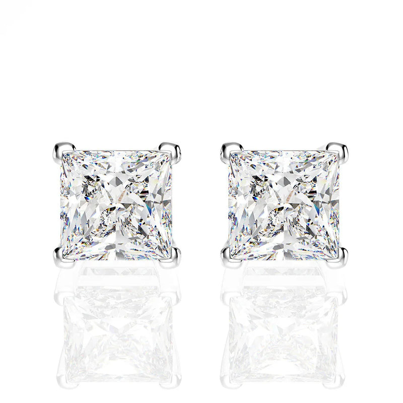 925 Silver Pink Gemstone Earrings Sparkling Diamond Ear Studs Jewelry