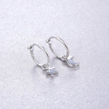 925 Silver 18K Plated Star Moon Hoop Earrings Women Jewelry