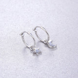 925 Silver 18K Plated Star Moon Hoop Earrings Women Jewelry