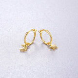 925 Silver 18K Plated Star Moon Hoop Earrings Women Jewelry