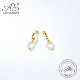 925 Silver 18K Plated Pearl Stud Earrings Women