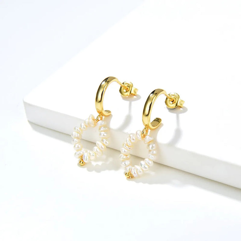 925 Silver 18K Plated Pearl Stud Earrings Women