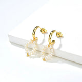 925 Silver 18K Plated Pearl Stud Earrings Women