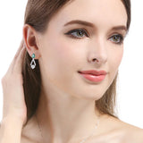 925 Silver Created Moissanite Emerald Drop Dangle Earrings