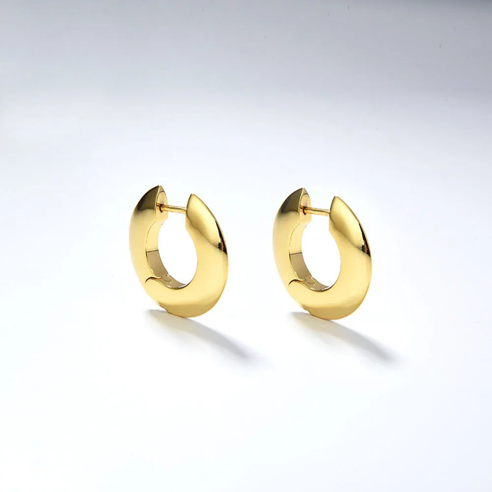 Vintage Hoop Earrings 925 Silver 18K Plated Women's Fine Jewelry